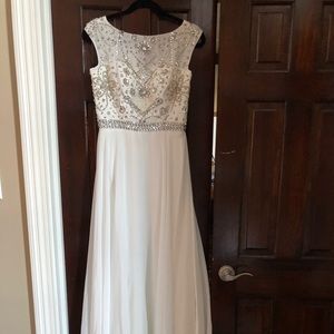 Size 6 White Beaded Prom Dress
